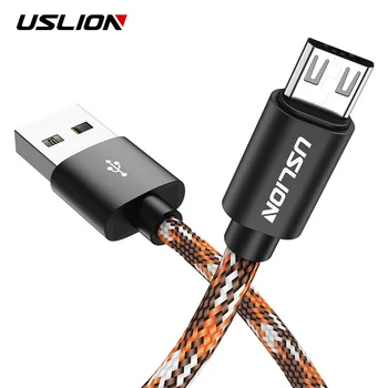 USLION Micro USB Kábel Nylon Rýchle Nabíjanie USB Dátový Kábel pre Samsung Xiao LG Tablet Android Mobilný Telefón, USB Nabíjací Kábel