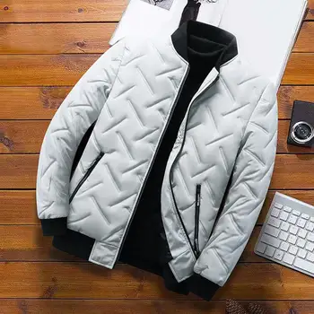 Umývateľný Trendy Loose Fit Zips Kabát na Jeseň Zima Mužov Bombardér Náter Farbou pre Denné Nosenie