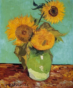 Van Gogh je Reprodukcia Maľby Ručne Maľované Tri Slnečnice by Zručný Maliar Kvalitné olejomaľby na Plátne pre Izba