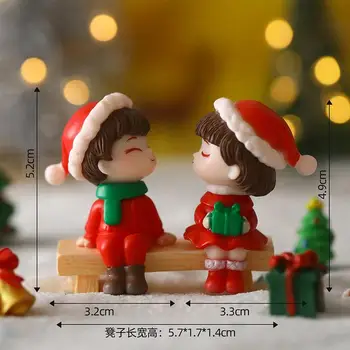 Veselé Vianoce Pár Figúrky Miniatúrne Santa Claus Snehuliak Micro Krajiny Ozdoby Pre Domáce Stôl Dekorácie