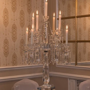 Veľkoobchod krásne 9 rameno crystal candelabra na svadbu
