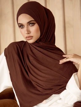 Veľká Veľkosť Moslimských Žien Hijabs Jersey Bavlna Hidžáb Šatka pre Ženy Pevné Šály, Vedúci Zábal pre Ženy hlavový most Ramadánu Turban Femme