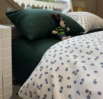 Vintage modrá zelená čučoriedka posteľná bielizeň nastaviť,twin plný kráľovná kráľ krásne retro bavlna bytový textil posteľ list vankúš deka kryt