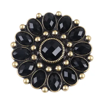 Vintage Čierna Kvet Kovové Brošne Preklopke Kolíky pre Ženy Elegantné Crystal Rastlín Kolo Brošňa Odznaky Šperky, Oblečenie, Doplnky