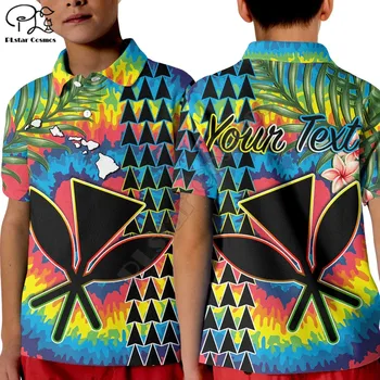Vlastné Personalizované Havaj Rainbow tie Dye Polo Shirt DIEŤA Kvety Polynézskej Havajské Kmeňové, T Košele Letné Topy Deti T-shirt