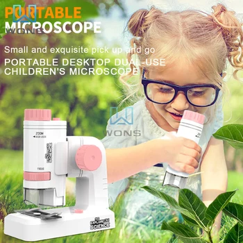 Vrecko Prenosné Mikroskopom Školy Ručné Mikroskop Lab Kit LED Svetlo 200 X Biologické Vzdelávacie Veda Experiment Zariadenia