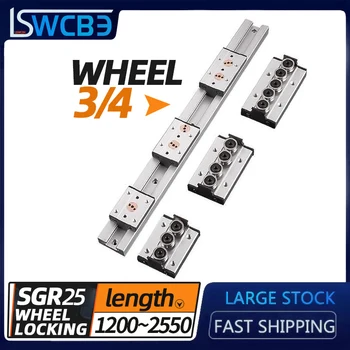 Vstavaný dvakrát osi lineárne vodiacej koľajnice námestie hliníkové valčekové ložiská priemyselné sledovať SGR25 + SGB25 3/4 kolesa jazdca