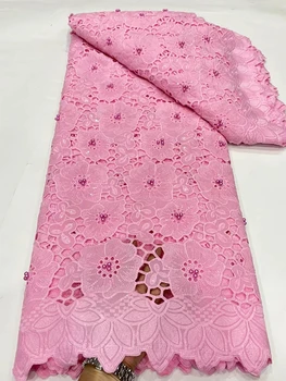 Vysoko Kvalitné Ružové Guipure Perly Kábel Čipky Nigérijský Afriky Asoebi Textílie Na Spoločenské Šaty, Šitie