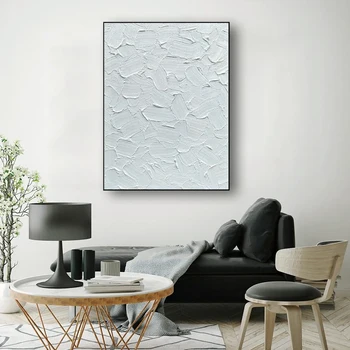 Vysoko kvalitné Ručné Pôvodný Biely Minimalistický abstraktnú olejomaľbu na Plátne unframe Múr umenia pre obývacia izba obývacia izba