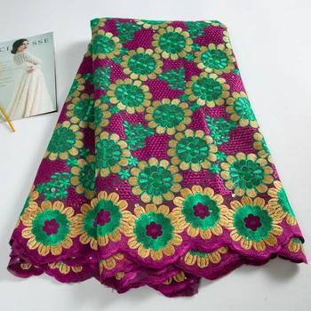 Vysoká Kvalita Afriky Bavlna Čipky Textílie Swiss Voile Čipky Textílie 5 Metrov Pre Elegantné Večerné Party Šitie Šiat Ženy A3340