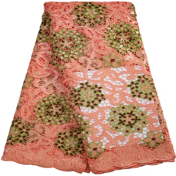 Vysoká Kvalita Afriky Guipure Kábel Čipky Textílie s Flitrami 2023 francúzsky Nigéria Čipky Textílie pre Luxusné Svadobné Šaty F3318
