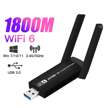 Wifi6 USB3.0 Adaptér Bezdrôtovej Siete WiFi Dongle 1800Mbps Dual Band 2.4 G 5G Antény Mu-Mimo Kartu Pre systém Windows 10 11