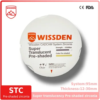 Wissden Pre zatienené Super Priesvitnosť Zirconia Disky Stomatológia Materiálov STC 95,12-30 mm CAD-CAM Systém Zirkonzahn