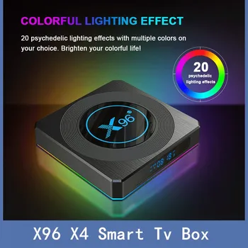X96 X4, Multimediálny Prehrávač, Android 11 Amlogic S905X4 RGB Svetlo 4G 64GB Podporu AV1 8K Dual Wifi BT4.1 Youtube Smart Tv Box 4 GB 32 GB