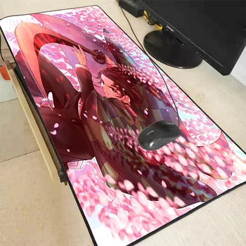 XGZ Anime Kimetsu Č Yaiba Ružový Kvet Veľké Gaming MousePad Zámok Okraji Mouse Mat Klávesnice Mat Stôl Podložka pre Notebook Notebook Hráč