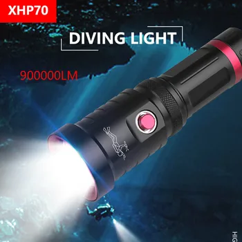 XHP70 Profesionálne Podvodná Baterka Nepremokavé Výkonné LED Potápanie Svietidla 18650 Batérie baterky Camping Vonkajšie Núdzové