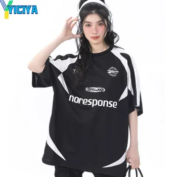 YICIYA T-shirt y2k racing Vysokej kvality plodín Top ženy kórejský čierne krátke Rukávy t-shirts letné blúzky Nadrozmerné tričko tees