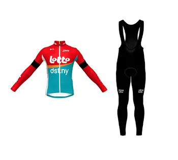 ZIMNÁ FLEECE TEPELNEJ 2023 Lotto Dstny TEAM Cyklistický Dres s Dlhým Rukávom Cyklistické Oblečenie S Náprsníkové NOHAVICE Ropa Ciclismo
