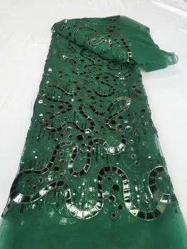 Zelená Kvalitnú Módu francúzsky Oka Výšivky, Čipky Textílie Afriky Nigérijský veľké Flitrami Čipky Textílie Pre Svadobné Šaty