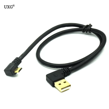 Zlato 15 CM 50 cm 100 cm krátke 90 Stupňov USB 2.0 Micro USB Muž Kábel Pozlátené Pravým Uhlom Údaje Synchronizáciu a Nabíjanie zariadenia Extender Viesť