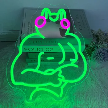 Zviera Neónový nápis Kawaii Žaba LED Svetlá Cartoon Svetlá Steny Domova, Dievčatá, Deti, Spálne, Nočné Lampy, Herné Shop Svadobné Party
