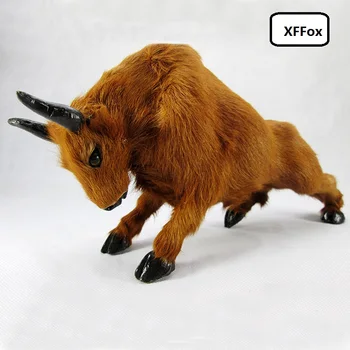 nové kreatívne reálnom živote bull model plastická a kožušín, simulácia žltá bull dar, o 31x9x16cm xf1918