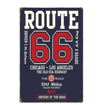 retro dizajn Route 66 Ovládače a Cesta Tin Kovové Značky Wall Art | Hrubý Plech Tlače Plagát na Stenu, Dekorácie pre Garáže