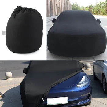 Čierne Auto Kryt Slnko Prachu, Dažďu Odolný Vetru Ochranných Pre Tesla Model 3 X S Nastaviteľné Trvalú Ochranu