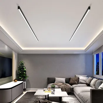 Čierne Moderné Jednoduché, LED Stropné Svietidlo Pre Jedáleň, Obývacia Izba Dlho, Povrchová Montáž, Spálne, Chodby, Balkóna Hliníkový Panel Svetlá