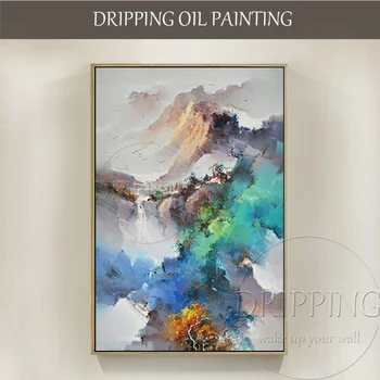 Čisto Ručne maľované Nádhernej Čínskej Krajiny olejomaľba na Plátne Impresionistického Čínskych Horách Krajiny Maľby akrylom