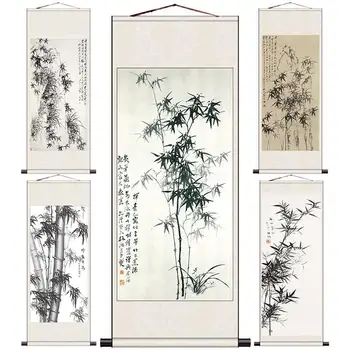 Čínsky Bambus Prejdite Maľby Nástenné Art Plagáty Vintage Izba Dekor Estetické Nástenné Závesné Dekorácie Murale Salon Maison Luxe