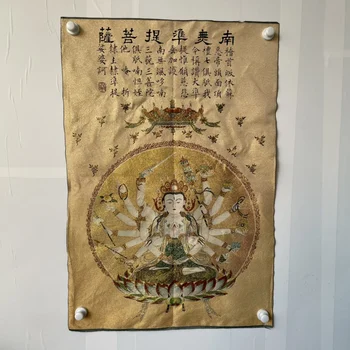 Čínsky náboženské výšivky Bódhisattva obrazy, obývacia izba nástenné maľby, centrálne dekorácie a závesné obrazy