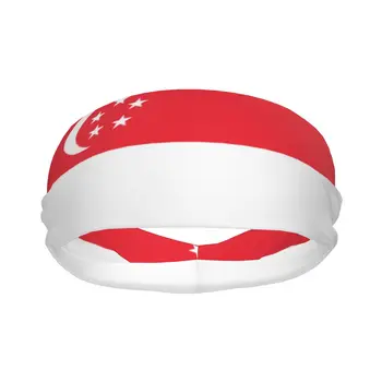 Športové Hlavový Most Flag Of Singapore Beží Fitness Sweatband Absorbentu, Jazda Na Bicykli Jog Vlasy Obväz
