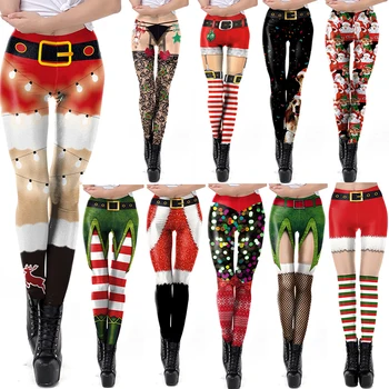 Ženy Legíny Módne 3D Digitálna Tlač Vianočné Legíny Zábavné Sexy Vytlačené Elastické Vianočné Chudá Legíny Gotický