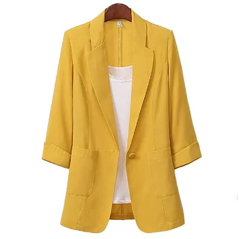 Žlté, Biele, Čierne Sako Ženy Sako Módne Spony Kancelárske Oblečenie 2023 Jar Leto Jeseň Bežné Bunda Žena