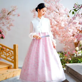 한복 kórejský kroj Pre Ženy Elegantné Luxusné Hanbok Šaty Ľudové Tanečné predstavenie Cosplay Kostým Župan WedWedding Strany